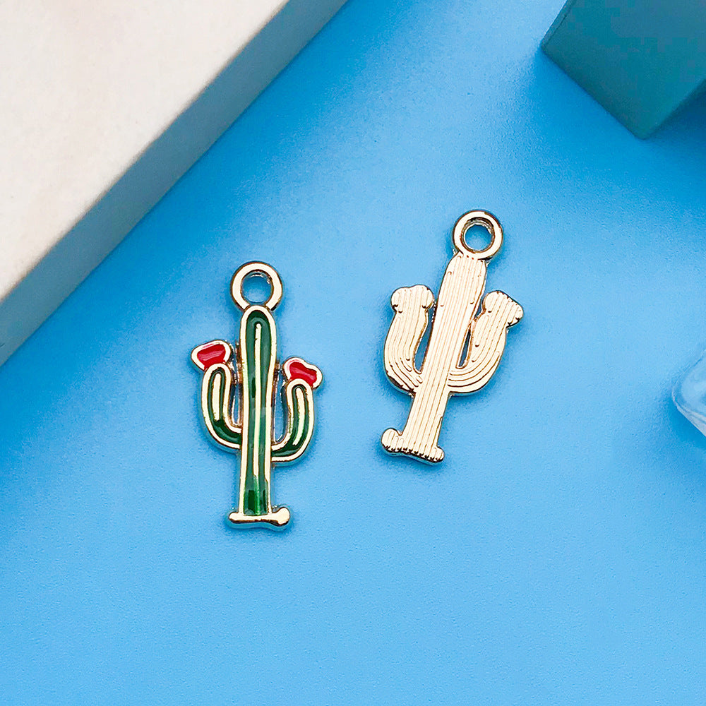 Wholesale Drip Oil Green Cartoon Plant Animal Alloy DIY Necklace Bracelet Pendant